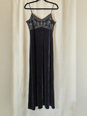 Rachel Kate Midnight Velvet Maxi with Beaded Empire Bodice